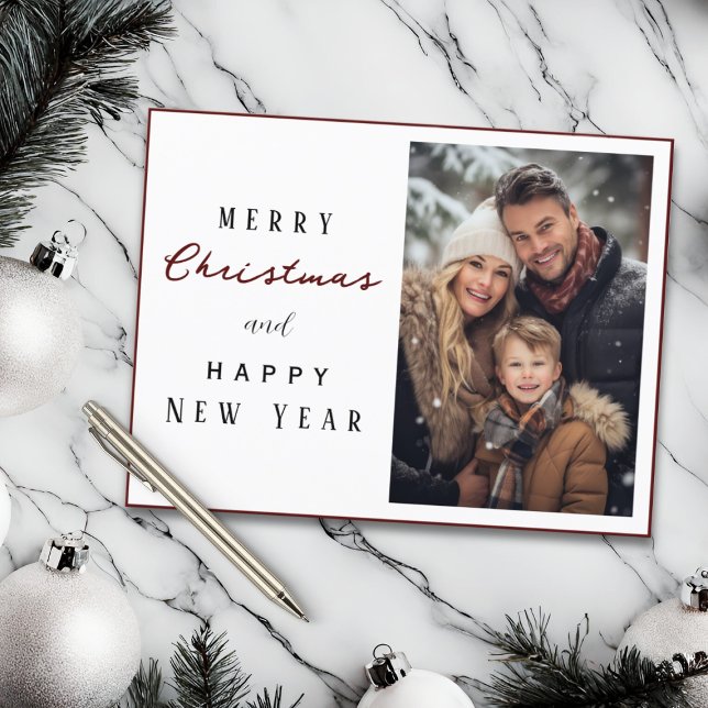 Carte Postale Élégante photo de famille Joyeux Noël Nouvel An (Créateur téléchargé)