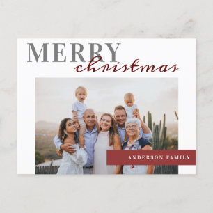 Carte Postale Élégante photo Joyeux Noël Famille