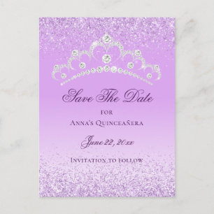 Carte Postale Élégante Quinceanera Violet Lumière Enregistrer La
