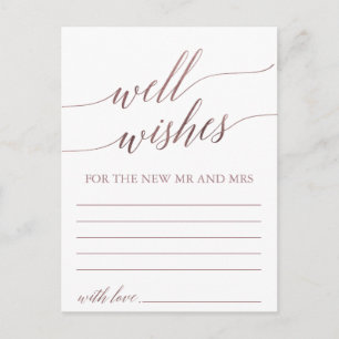 Carte Postale Élégante Rose Gold Calligraphie Bien Souhaits Cart