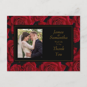 Carte Postale Élégante Rose rouge - Merci Mariage