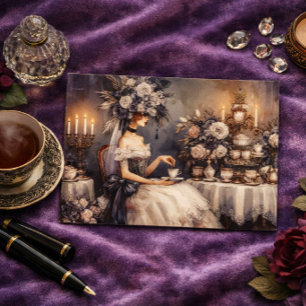 Carte Postale Élégante soirée de thé de mariage sombre et lunati