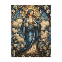 Élégante Vierge Marie Vitrail Art