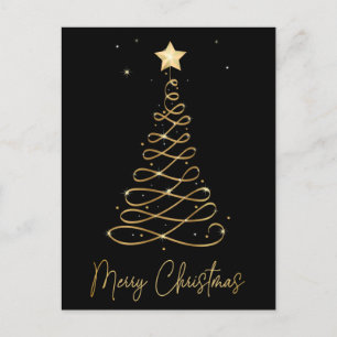 Carte Postale Élégante voiture postale Gold & Black Merry Christ