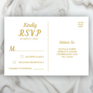 Carte postale élégante White Gold RSVP