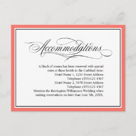 Carte Postale Élégantes hébergements de mariage Flourishes Coral