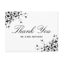 Élégantes perles noir et blanc Merci Mariage