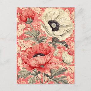 Carte Postale Élégants pavots blancs rouges Art floral