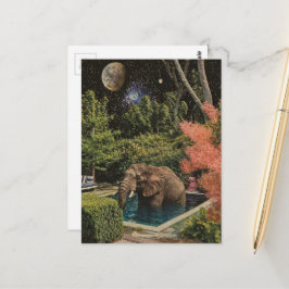 Carte Postale Élément surréaliste Beau Éléphant dans la piscine