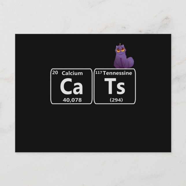 Carte Postale Éléments du tableau périodique de chats drôles T d (Devant)