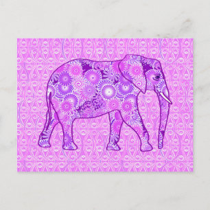 Carte Postale Éléphale tourbillon fractal - violet et orchidée