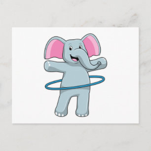 Carte Postale Eléphant à Fitness avec pneus Fitness