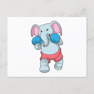 Carte Postale Eléphant à la boxe avec gants de boxe