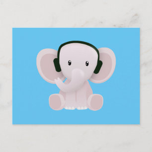 Carte Postale Elephant aime la musique