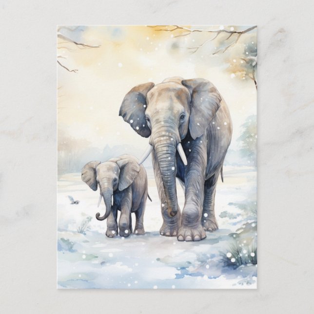 Carte Postale Elephant and Baby (Devant)