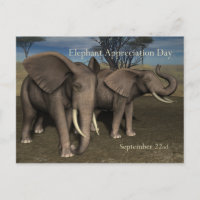 Éléphant Appréciation Jour PostCard 22 septembre