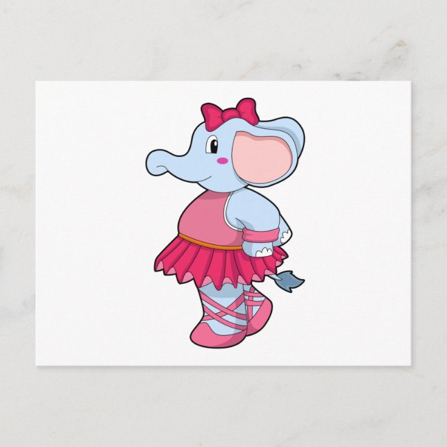 Carte Postale Eléphant au Ballet avec jupe (Devant)