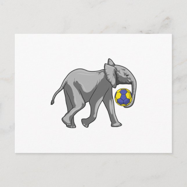 Carte Postale Éléphant au Handball (Devant)