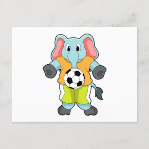 Carte Postale Eléphant au sport de football