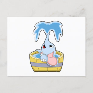 Carte Postale Éléphant avec baignoire pleine d'eau