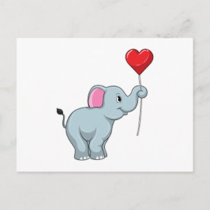 Carte Postale Eléphant avec ballon cardiaque
