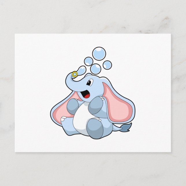 Carte Postale Éléphant avec bulles d'eau (Devant)