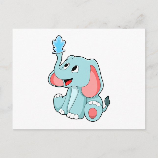 Carte Postale Éléphant avec de l'eau (Devant)