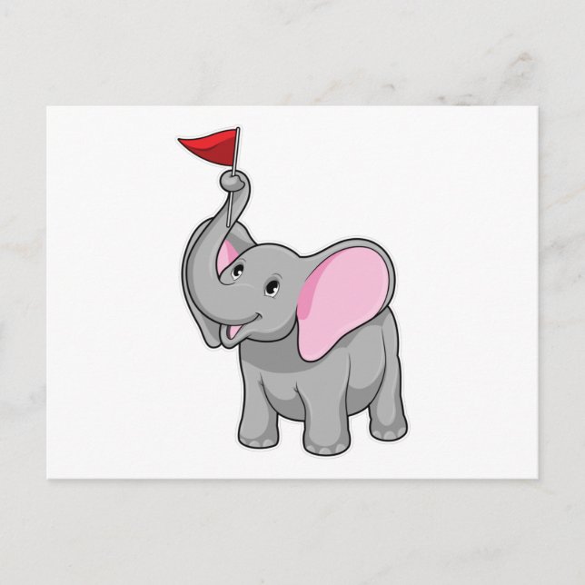 Carte Postale Éléphant avec Drapeau (Devant)