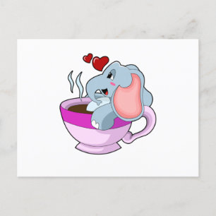 Carte Postale Elephant avec la coupe du café