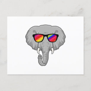 Carte Postale Eléphant avec lunettes de soleil