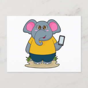 Carte Postale Eléphant avec mobile