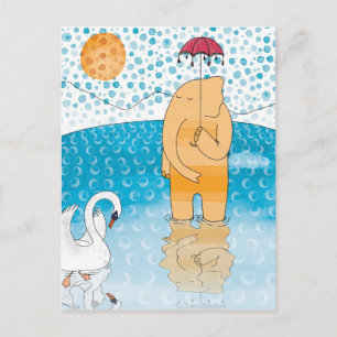 Carte Postale Eléphant avec parapluie