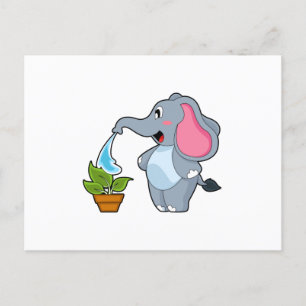 Carte Postale Eléphant avec Plante