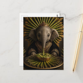 Carte Postale Éléphant bébé et les asperges
