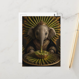 Carte Postale Éléphant bébé et les asperges