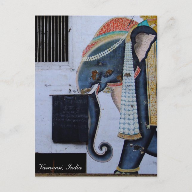 Carte Postale Elephant, belle Varanasi, vacances Inde (Devant)