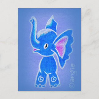 Carte Postale Éléphant Bleu Mignon