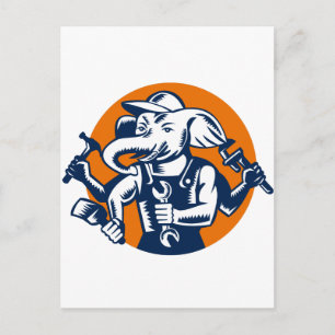 Carte Postale Elephant Builder Plumber Mechanic Peintre Cercle R