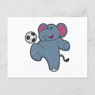 Carte Postale Elephant comme joueur de football avec balle de fo