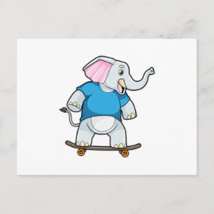 Carte Postale Elephant comme patineur avec skateboard