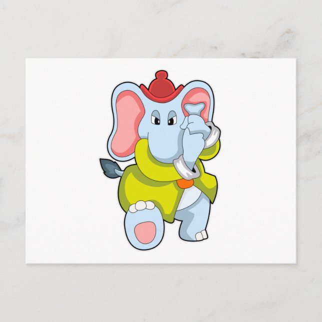 Carte Postale Éléphant comme pompier avec trompe (Devant)