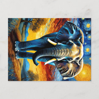 Carte Postale Eléphant dans la nuit étoilée