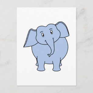 Carte Postale Éléphant de dessin animé bleu mignon.