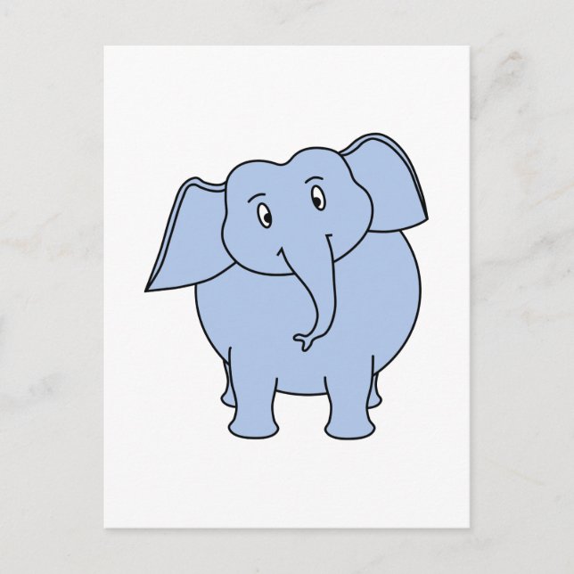 Carte Postale Éléphant de dessin animé bleu mignon. (Devant)