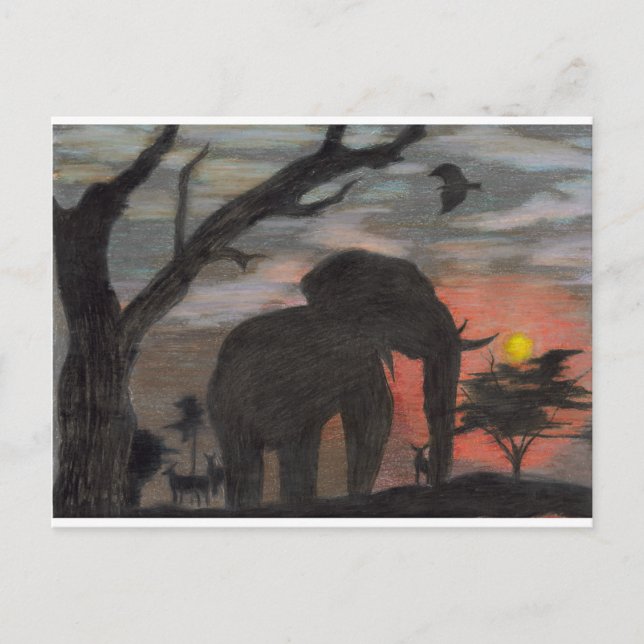 Carte Postale Eléphant de l'ombre (Devant)