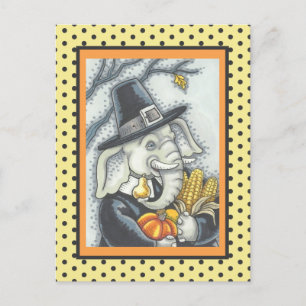 CARTE POSTALE ÉLÉPHANT DE THANKSGIVING, ÉLÉPHANT PÈLERIN RECONNA