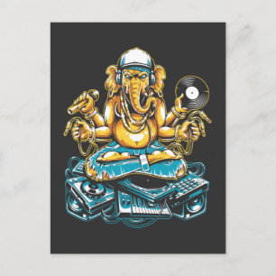 Carte Postale Elephant DJ Animal Musique Électronique Techno Fan