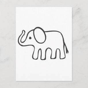 Carte Postale Elephant en croquis noir et blanc