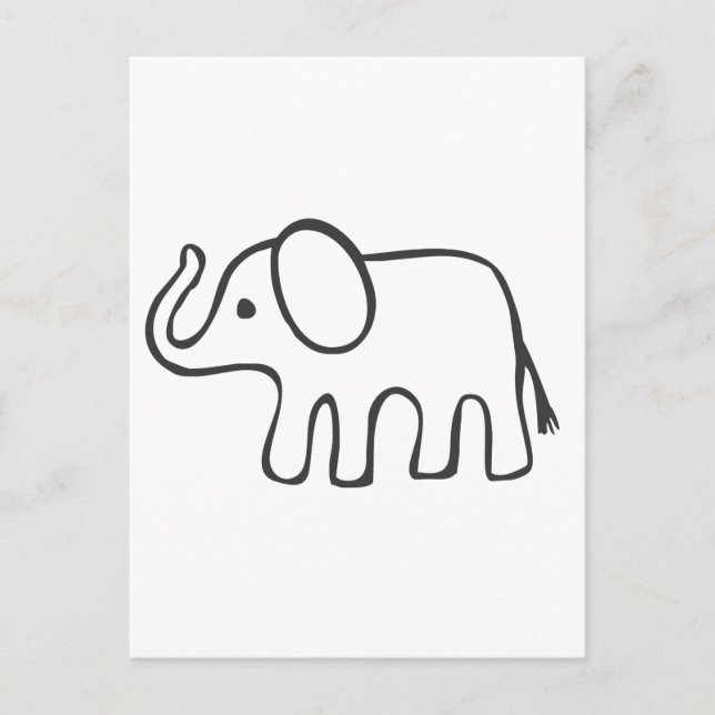 Carte Postale Elephant en croquis noir et blanc (Devant)