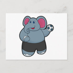 Carte Postale Éléphant en joueur de handball avec ballon de hand